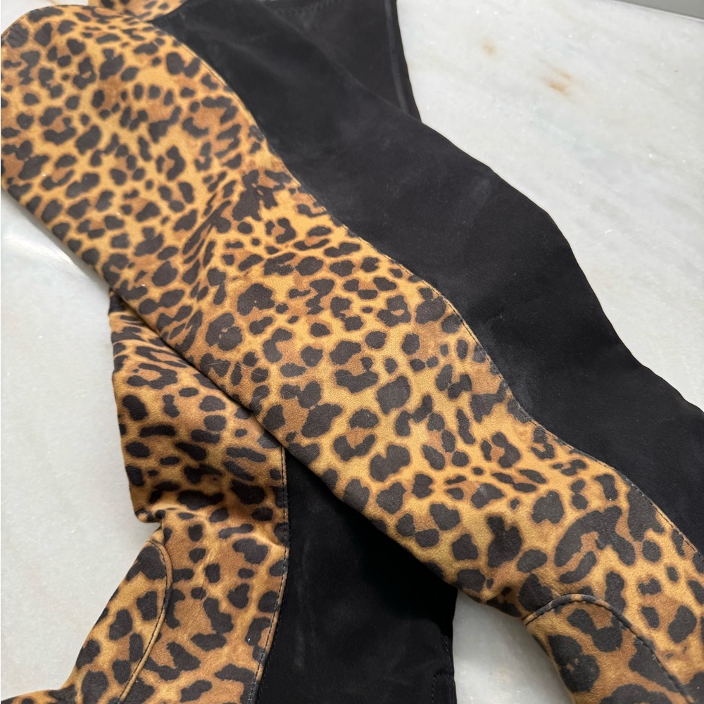 Animal print over the calf boots